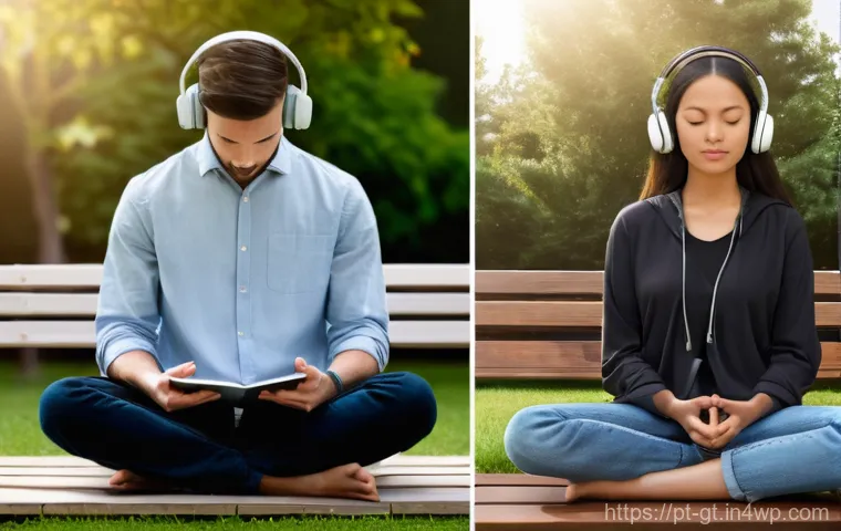 명상 앱을 활용한 정신적 성장 - **Prompt:** A tranquil young woman, with a serene expression and eyes gently closed, is comfortably ...