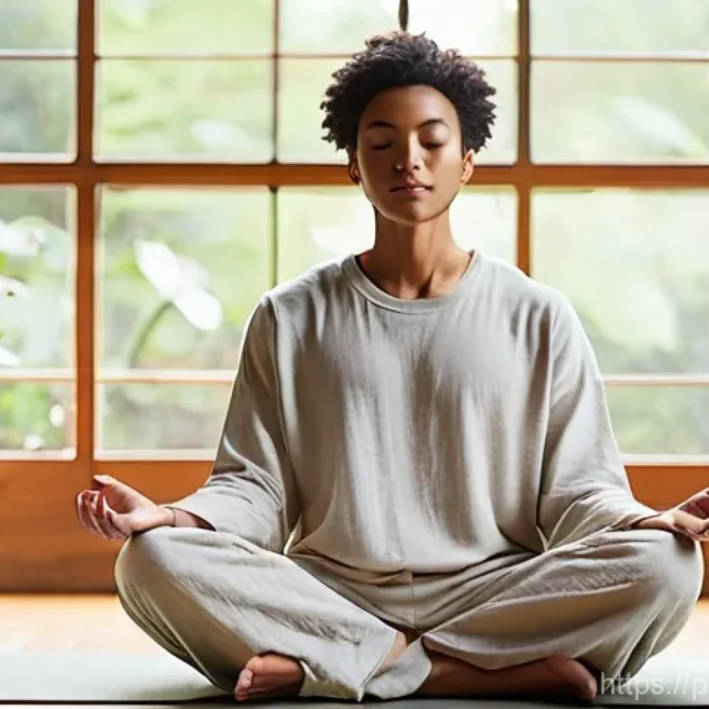 명상 앱 가격 비교 및 혜택 - **A Serene Meditation Moment:** A tranquil and aesthetically pleasing image of a person (gender-neut...