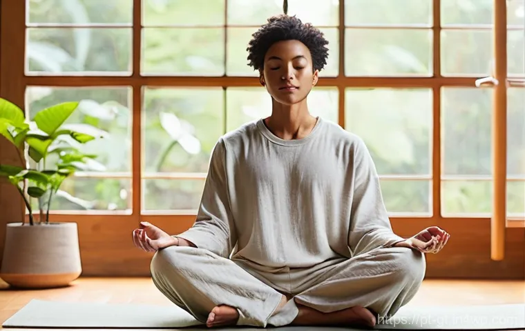 명상 앱 가격 비교 및 혜택 - **A Serene Meditation Moment:** A tranquil and aesthetically pleasing image of a person (gender-neut...