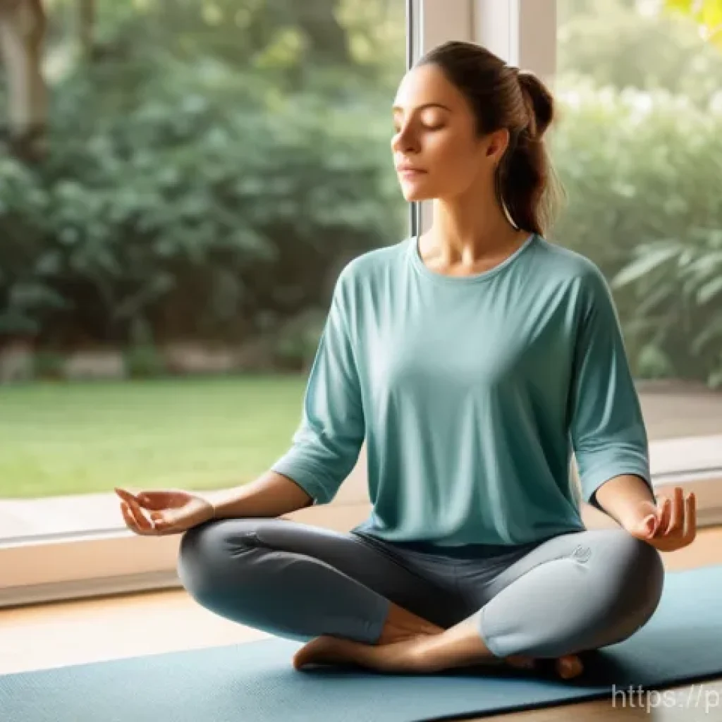 명상 앱의 구독 서비스 비교 - **Prompt:** A person in their late 20s to early 30s is seated comfortably on a soft rug next to a la...