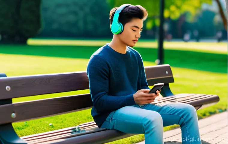 특정 주제를 위한 명상 앱 추천 - **Prompt:** A young adult, casually dressed in a comfortable sweater and jeans, is sitting on a mode...