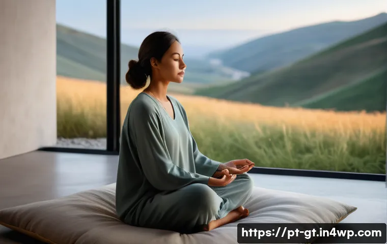 명상 앱 비교  Calm vs Headspace - **A Serene Evening Meditation with Nature's Embrace (Calm-inspired)**
    "A tranquil scene of a wom...