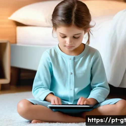 어린이를 위한 명상 앱 리뷰 - **Prompt 1: Child Engaged in Digital Mindfulness**
    A wide shot of a serene 7-year-old girl, with...