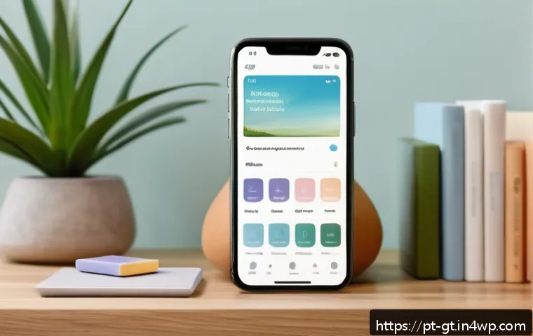 명상 앱의 사용자 경험 개선 사례 - A serene and minimalistic meditation app interface displayed on a modern smartphone held by a young ...