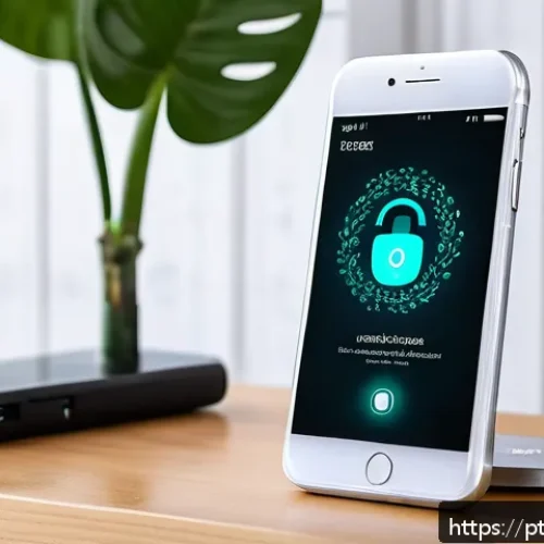 Home 17 명상 앱의 데이터 보안 및 개인 정보 처리 - A modern smartphone screen displaying a secure meditation app interface in Portuguese, highlighting ...